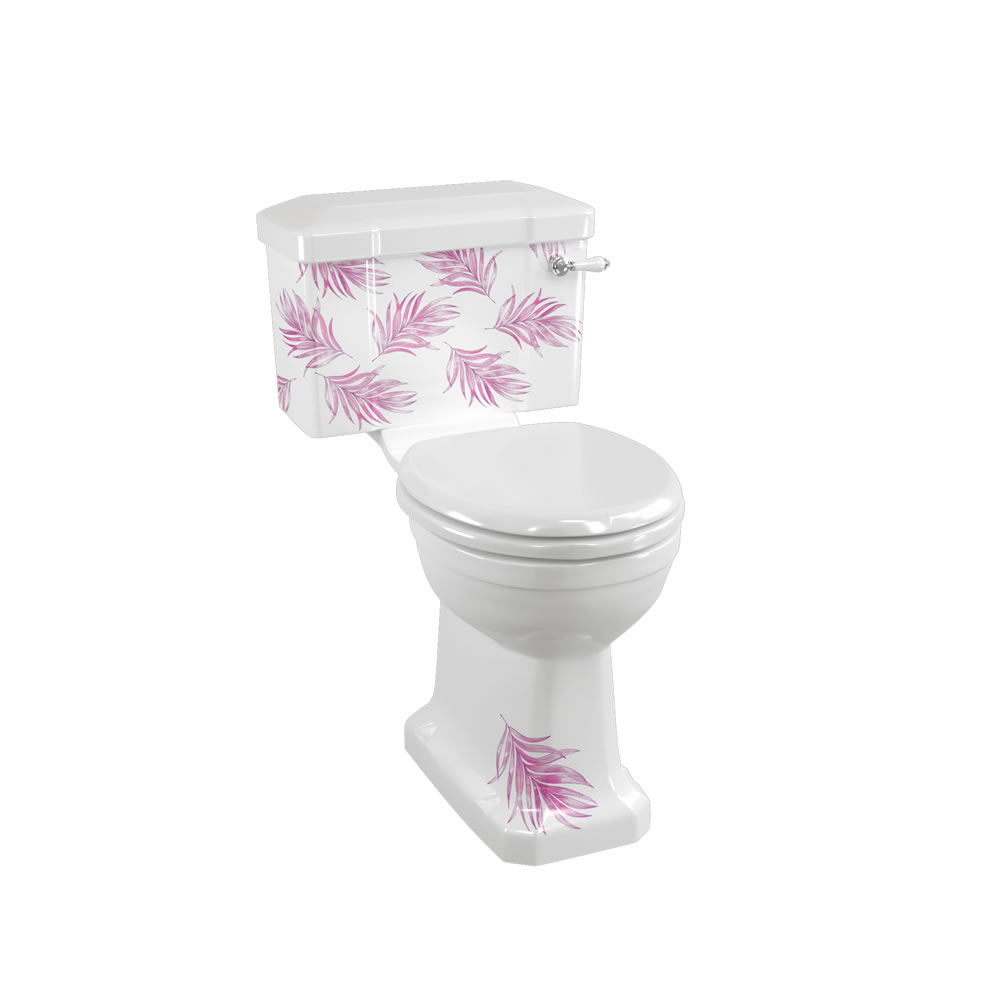Bespoke Botanical Pink Standard Close Coupled WC with 520 Lever Cistern